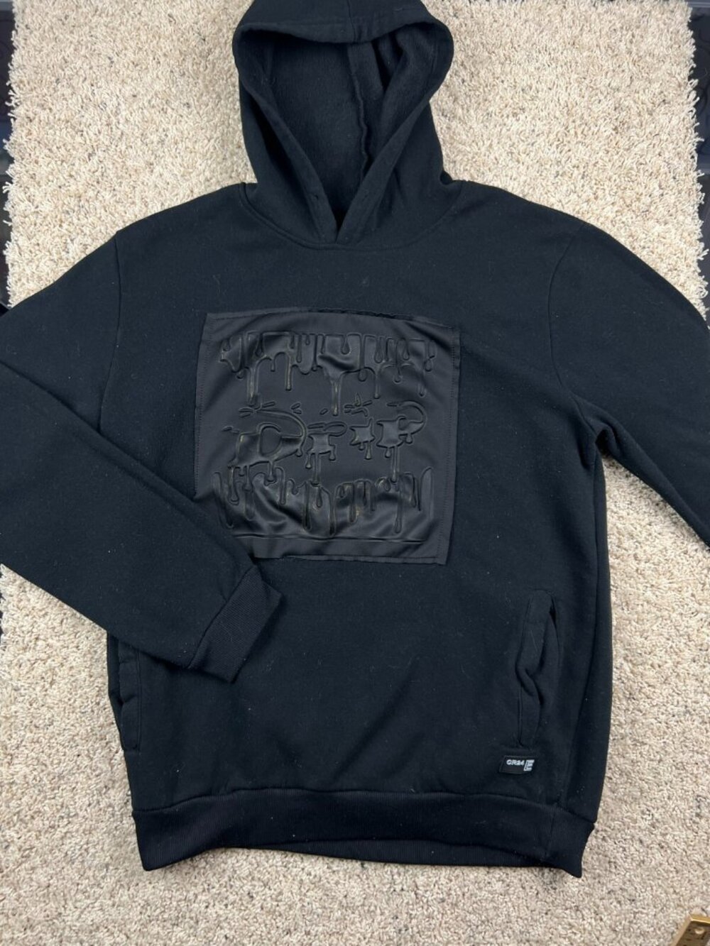 CR-24 BORDO CROMATO MEN'S LEGENDARY BLACK HOODIE SIZE XL DRIP Textured Solid